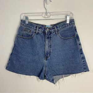 Vintage 90s Guess Jeans Womens 31 Shorts Blue High-Waisted Frayed Hem Streetwear